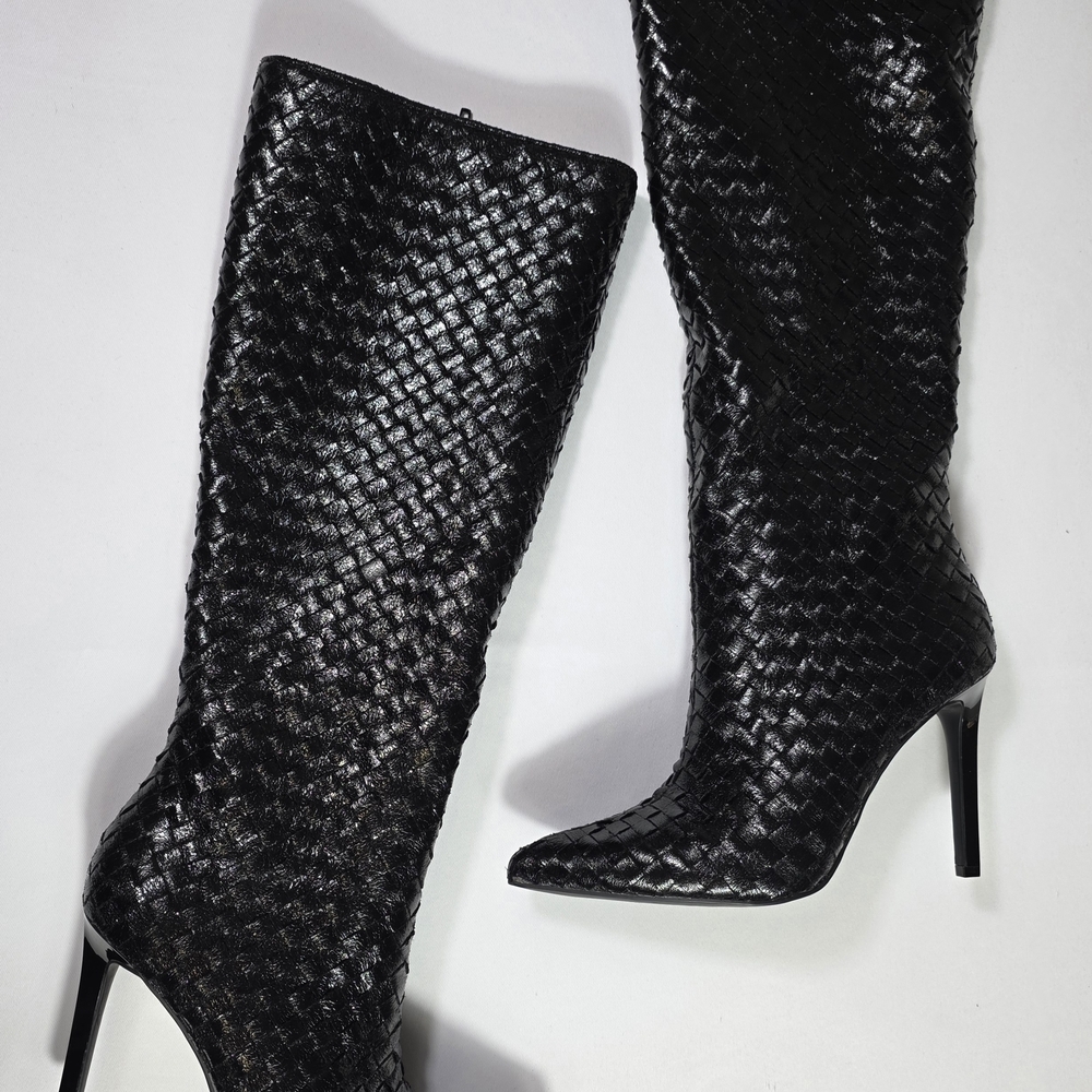 INC International Concepts Savonia Knee High Boots Black Stiletto 7.5M $198 - Picture 2 of 7